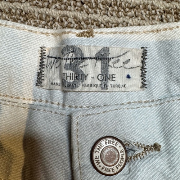 Free People Wide Leg Pull On Pants Size 31 Ivory White Denim Jeans‎ - Picture 4 of 5